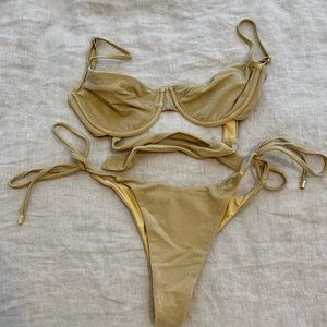 Monday Swimwear Bikini -Size M - Gold Shimmer - VERY gently worn ✨